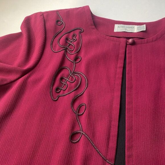 Alfred Dunner Womens  Open Front Jacket  Short Sleeve Red Size 18 Made‎ In USA - Picture 7 of 13
